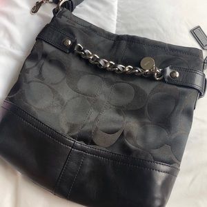 COACH black long strap bag